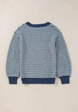 Striped Boat Neck Long Sleeve Sweater