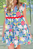 Ruffled Printed Cap Sleeve Mini Dress