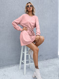 Ivy Lane Drawstring Round Neck Dropped Shoulder Mini Dress