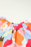 Printed Notched Neck Half Sleeve Blouse