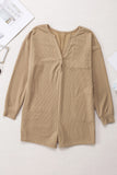 Notched Neck Long Sleeve Romper