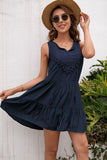 Ivy Lane Tassel Tie Lace Trim Sleeveless Dress