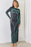 Cutout Round Neck Long Sleeve Maxi Dress
