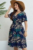Honey Botanical Print Flutter Sleeve Smocked Waist Dress
