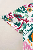 Printed Mock Neck Half Sleeve Blouse