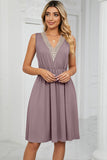 Pocketed V-Neck Wide Strap Dress