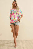 Printed Round Neck Half Sleeve Blouse