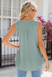 Eyelet Buttoned Round Neck Tank