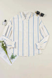 Striped Collared Neck Long Sleeve Shirt