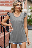 Ruffled Ruched Round Neck Tank