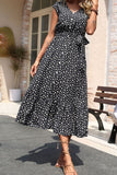 Perfee Floral Tie-Waist Ruffle Hem Dress