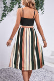 Perfee Tied Striped Spaghetti Strap Dress
