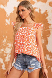 Floral Square Neck Cap Sleeve Tank