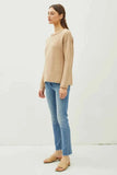 Be Cool Rolled Openwork Round Neck Sweater