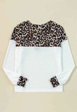 Waffle-Knit Leopard V-Neck Long Sleeve Blouse