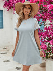 Honey Openwork Round Neck Short Sleeve Dress