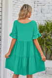 Mandy V-Neck Flounce Sleeve Tiered Dress