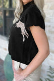 Animal Graphic Mock Neck Cap Sleeve Sweater