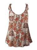 FAM-FAM Skull Scoop Neck Tie Shoulder Cami