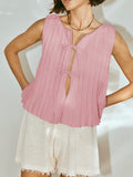 Lovelet Pleated Tied Round Neck Vest