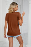 Contrast Trim Petal Sleeve V-Neck Top