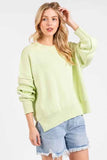 Mittoshop Side Slit Round Neck Drop Shoulder Sweater