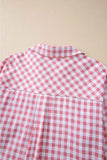 Plaid Collared Neck Long Sleeve Shirt