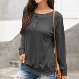 Ivy Lane Quarter Button Dropped Shoulder Blouse