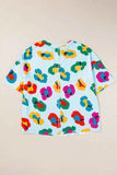 Printed Round Neck Half Sleeve Top