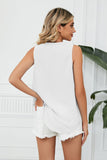 Contrast Trim Plunge Sleeveless Blouse