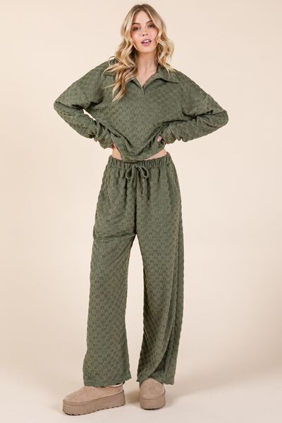 BOMBOM Tied Checkered Wide Leg Pants elegancydose