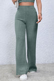 Basic Bae Full Size Ribbed High Waist Flare Pants elegancydose