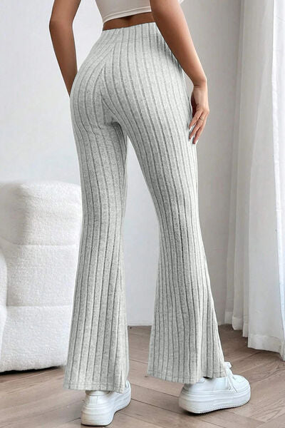 Basic Bae Full Size Ribbed High Waist Flare Pants elegancydose