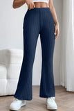 Basic Bae Full Size Ribbed High Waist Flare Pants elegancydose