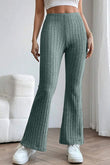 Basic Bae Full Size Ribbed High Waist Flare Pants elegancydose