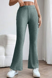 Basic Bae Full Size Ribbed High Waist Flare Pants elegancydose