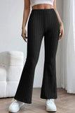 Basic Bae Full Size Ribbed High Waist Flare Pants elegancydose