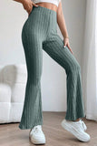 Basic Bae Full Size Ribbed High Waist Flare Pants elegancydose