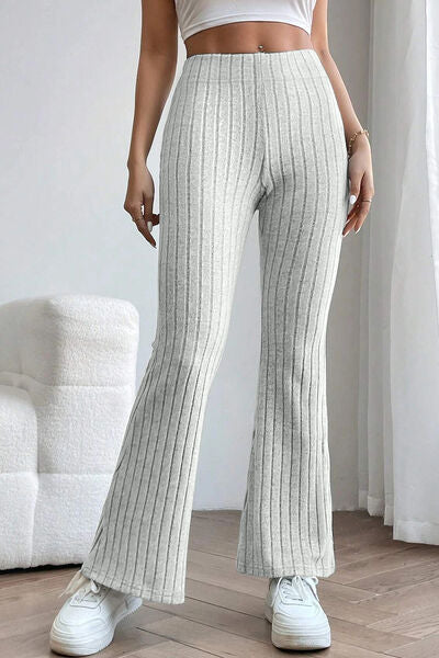 Basic Bae Full Size Ribbed High Waist Flare Pants elegancydose