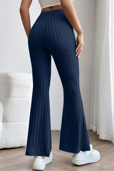 Basic Bae Full Size Ribbed High Waist Flare Pants elegancydose