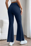Basic Bae Full Size Ribbed High Waist Flare Pants elegancydose