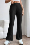 Basic Bae Full Size Ribbed High Waist Flare Pants elegancydose