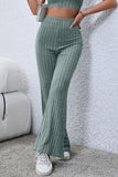 Basic Bae Full Size Ribbed High Waist Flare Pants elegancydose
