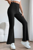 Basic Bae Full Size Ribbed High Waist Flare Pants elegancydose