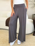 Basic Bae Full Size Smocked Wide Waistband Wide Leg Pants elegancydose