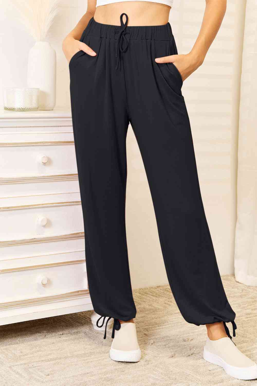 Basic Bae Full Size Soft Rayon Drawstring Waist Pants with Pockets elegancydose