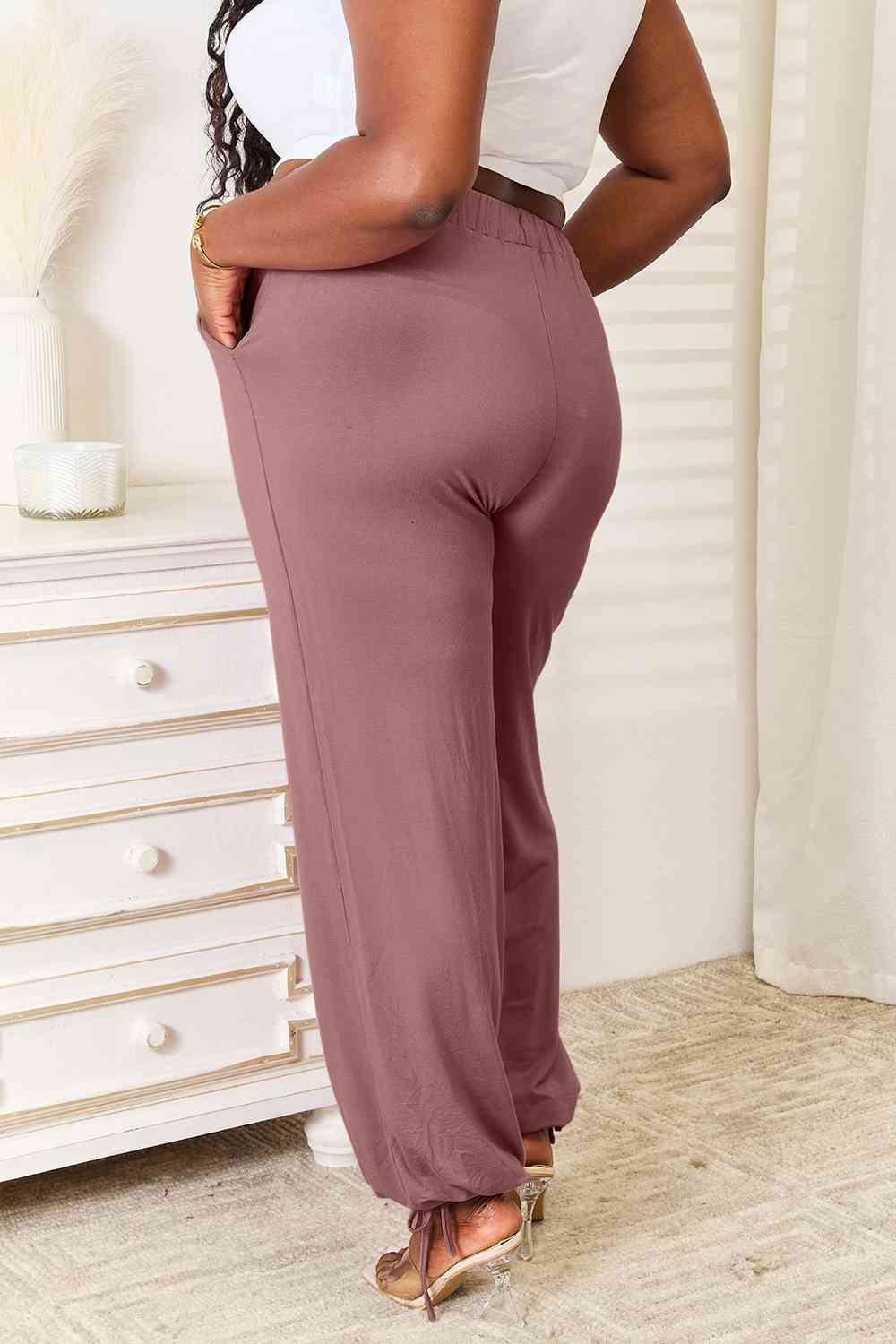 Basic Bae Full Size Soft Rayon Drawstring Waist Pants with Pockets elegancydose