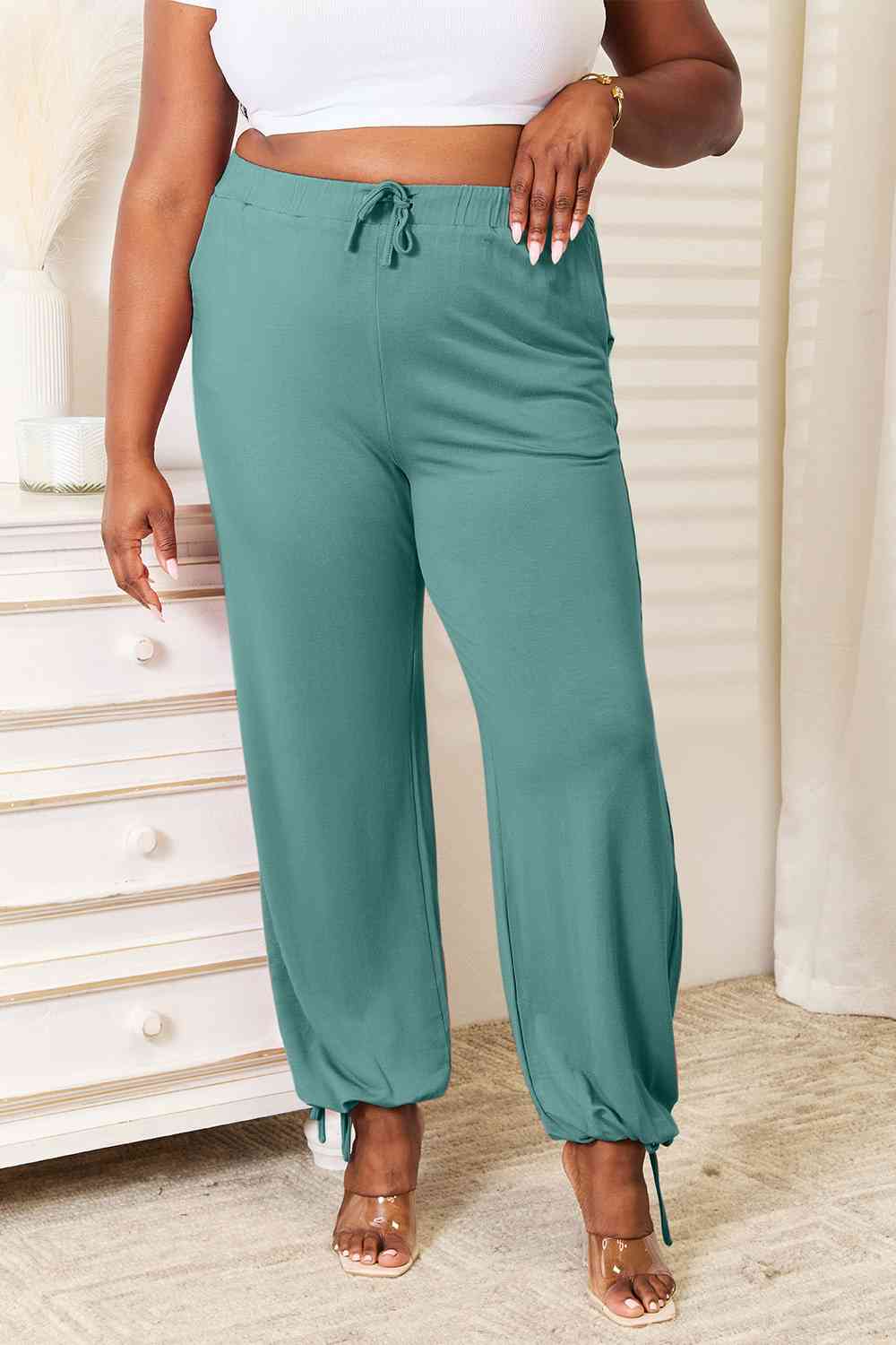 Basic Bae Full Size Soft Rayon Drawstring Waist Pants with Pockets elegancydose