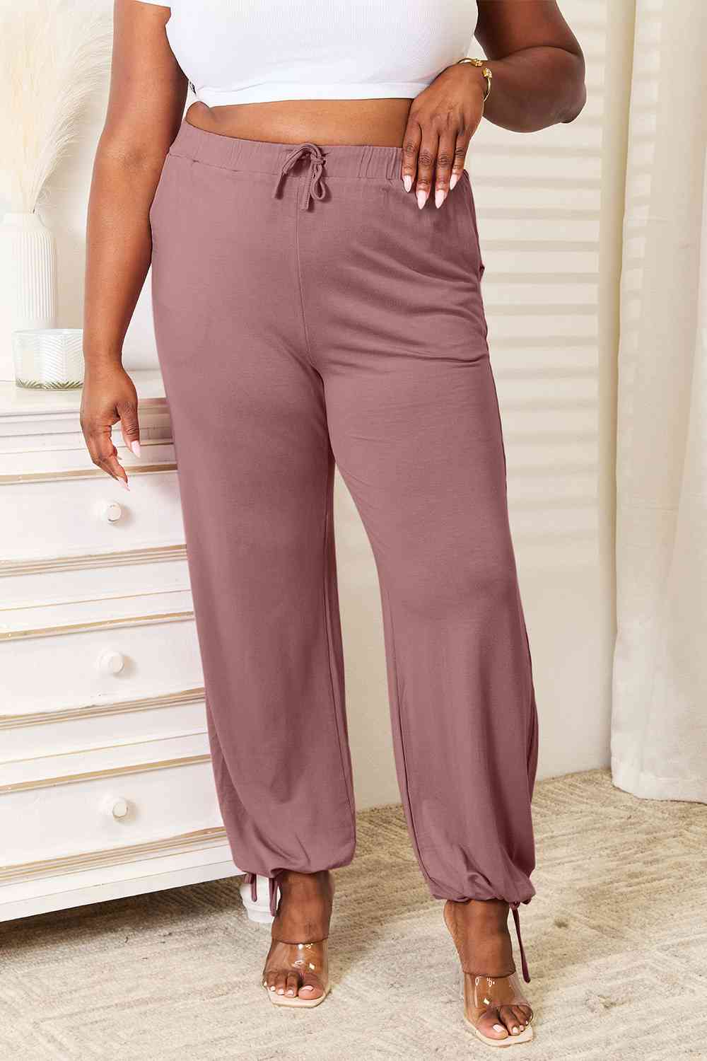 Basic Bae Full Size Soft Rayon Drawstring Waist Pants with Pockets elegancydose