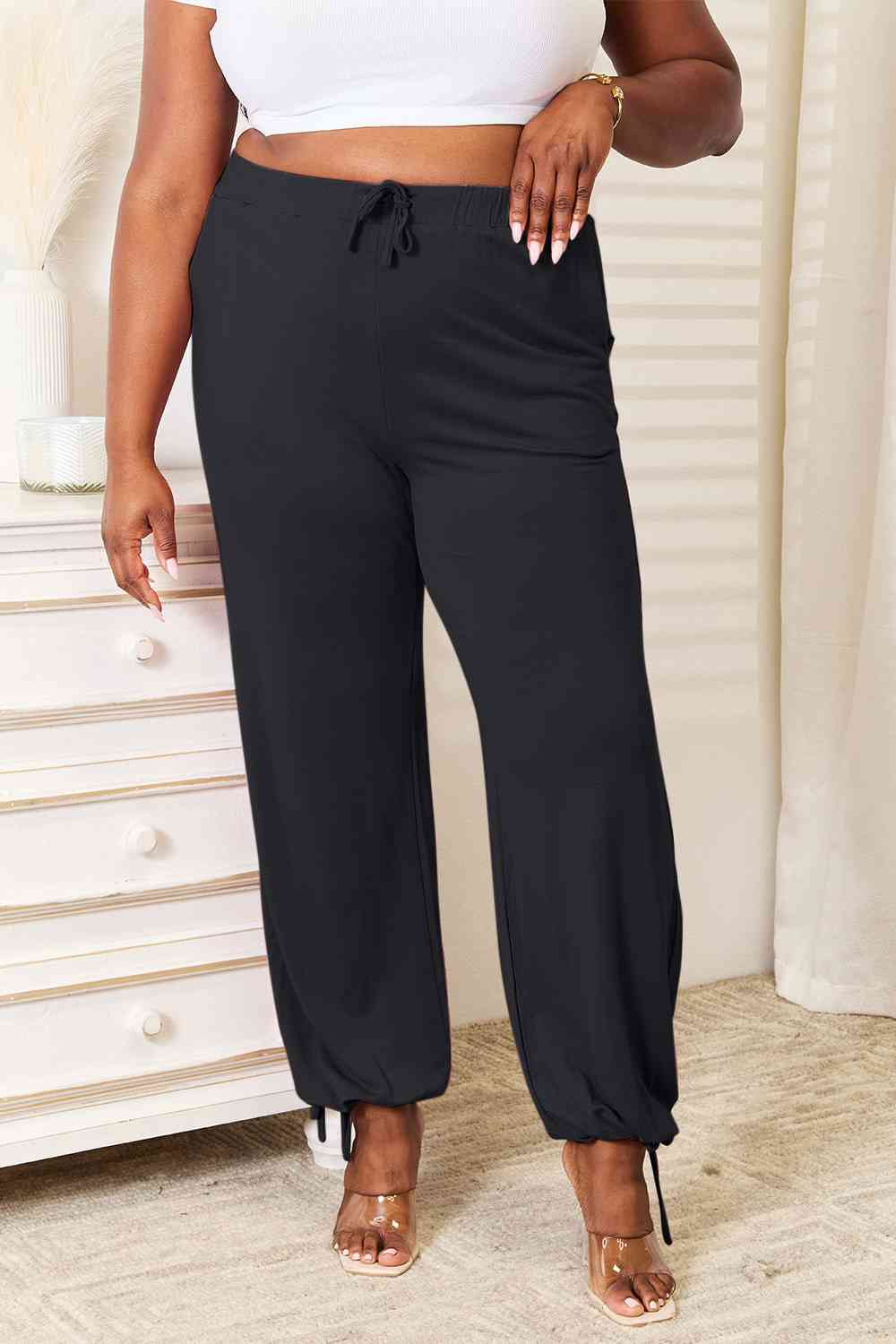 Basic Bae Full Size Soft Rayon Drawstring Waist Pants with Pockets elegancydose